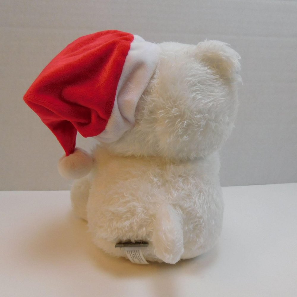 Hallmark Christmas Plush Teddy Bear Santa Hat Holding Starlight Peppermint Candy - Picture 5 of 7